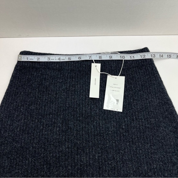 Vince Ribbed Wool Cashmere Blend Charcoal Grey Gray Knit Midi Skirt Size XS NEW - Picture 8 of 12